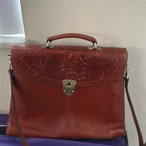 Patricia Nash Jules Tooled Leather Satchel Bag-Tan-